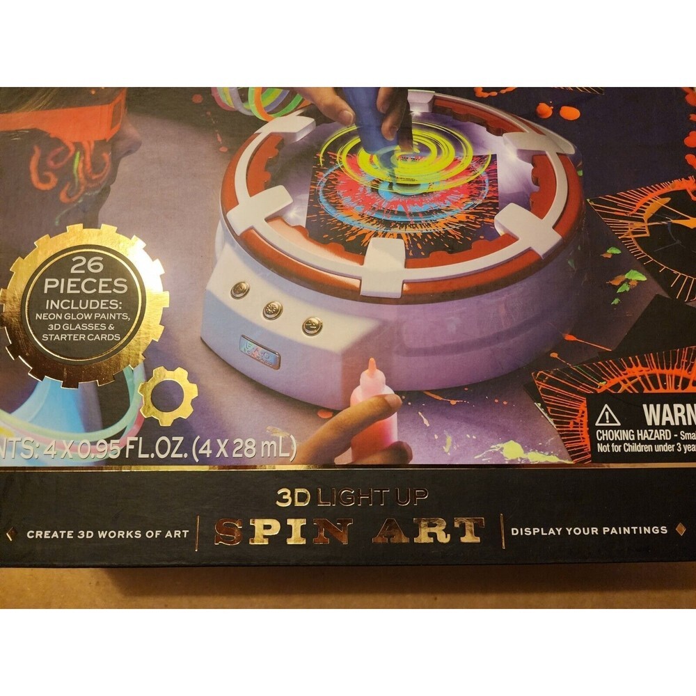 FAO Schwarz 3d Light Up Spin Art 26 Pieces Neon Glow Christmas Girt Kids Unisex - Picture 2 of 6